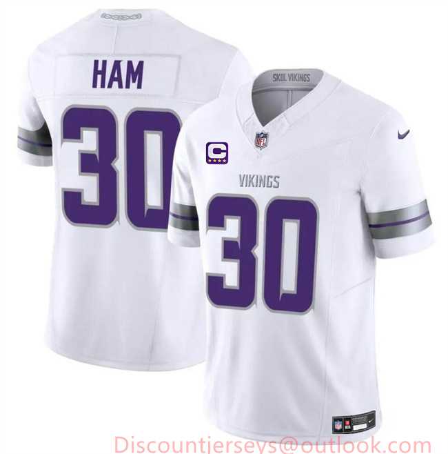 Men & Women & Youth Minnesota Vikings #30 C.J. Ham White 2024 F.U.S.E. With 4-Star C Patch Winter Warrior Limited Stitched Jersey->minnesota vikings->NFL Jersey